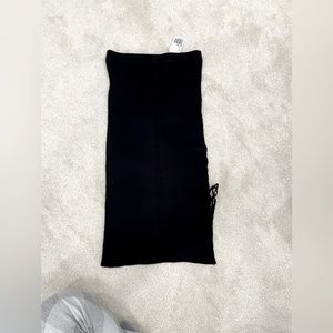 Black Calf Length Skirt with Stretchable Material and Tie Strings on one Side